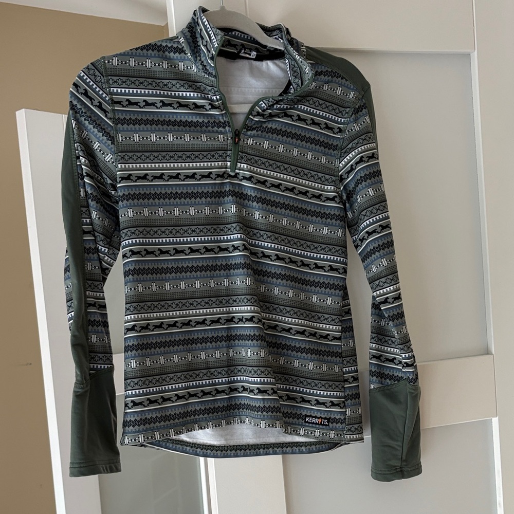 Kerrits Gray Patterned Zip Up Sweater